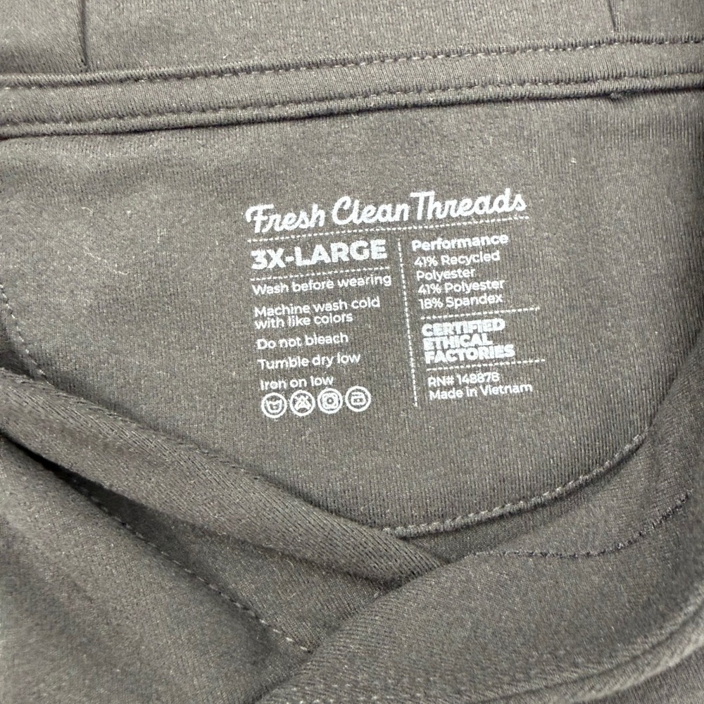 FRESH CLEAN THREADS 3XL Black Tech Pullover Hoodie Zipper Pockets Activewear - Picture 7 of 10